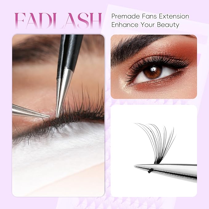FADLASH Premade Lash Fans D Curl Premade Fans Eyelash Extensions 16D 0.07 Volume Lash Fans Premade Handmade Premade Lash Extensions Fans (16D-07D, Camellia)