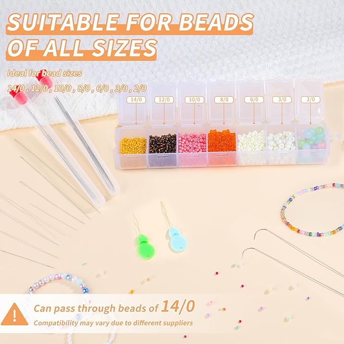 GarfxG 36 Pcs Beading Needles Set, 2 Bead Spinner Needles, 15 Big Eye Seed Needles, 15 Straight Beading Needles and Threaders for Beading, Sequin Embroidery Crafting DIY