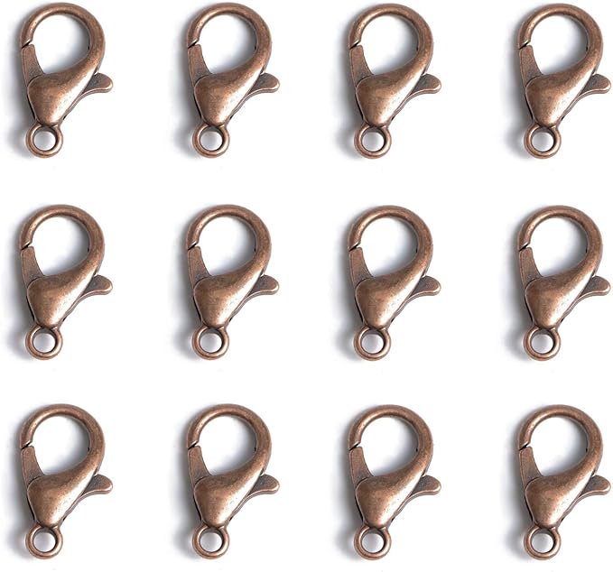 AD Beads 50 Pieces Lobster Claws Clasps Plus 100 Pieces 5mm Match Color Open Jump Rings Suitable for Necklace Bracelets Jewelry (6x10mm, Copper)