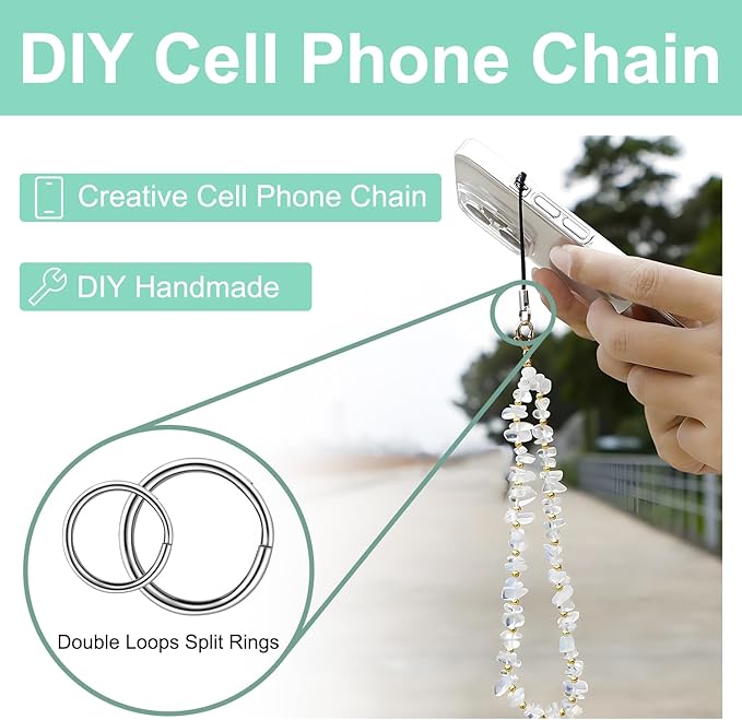 8mm 300 PCS Silver Tiny Split Key Rings for Jewelry Making, Double Loops Split Jump Rings Necklaces Bracelets Earrings Metal Mini Key Rings DIY Craft Hardware