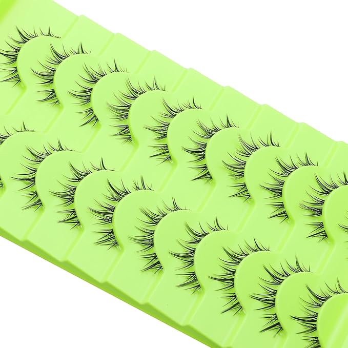 outopen Manga Lashes Natural Look Wispy Fluffy Asian Cosplay Eyelashes Spiky Japanese Anime Lashes 3D Short Fake Eyelash 10 Pairs Pack (A-Y39 | 8-12MM)