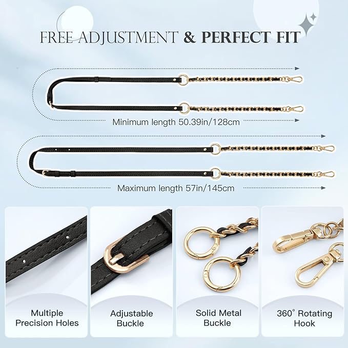 TiMOVO 2-in-1 Phone Lanyard Crossbody, Adjustable Phone Strap for Most Smartphones, PU Strap Combo with Metal Chain for Women