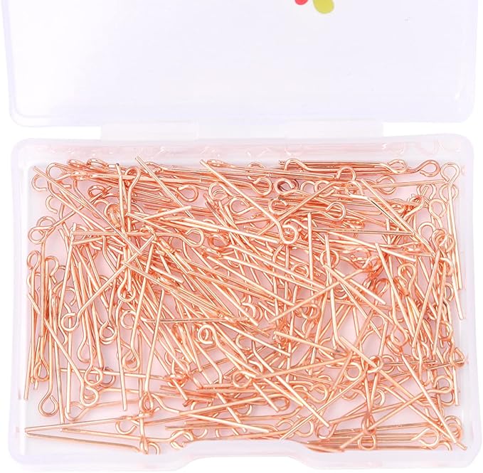 Rose Gold Plated Open Eye Pins Non Tarnish 20mm 200pcs for Jewelry Making Findings