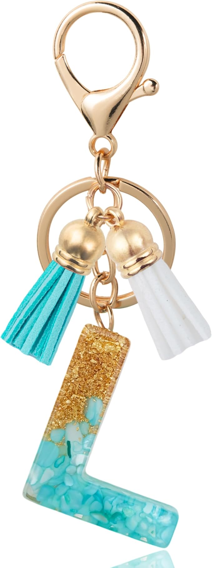 Initial Letter Keychain Cute Resin with 2 PU Tassel, Letter Keychain for Backpack Charms, Initial Keychains for Women
