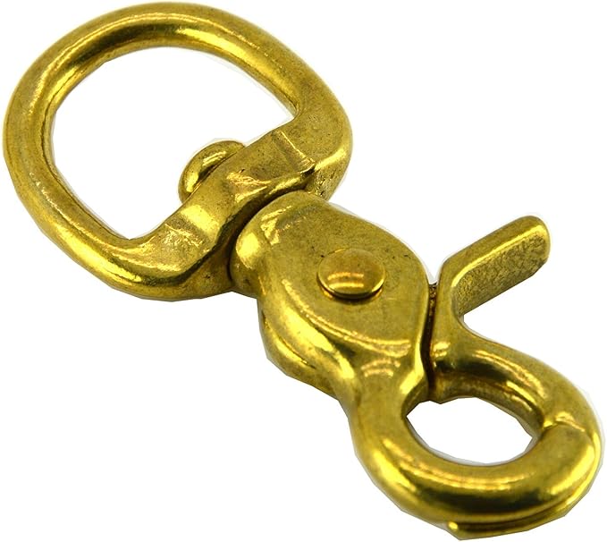 Okones Pack of 4,4/5''Eye Diameter,2-2-3'' Overall Length,Solid Brass Lobster Clasps Oval Swivel Trigger Clips Hooks for Straps Bags Belting leathercraft(2-2/3'')