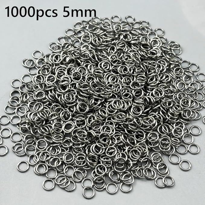 1000pcs 5mm Stainless Steel Jump Rings Connector Rings for DIY Craft Jewelry Making Necklaces Bracelet Earrings Keychains