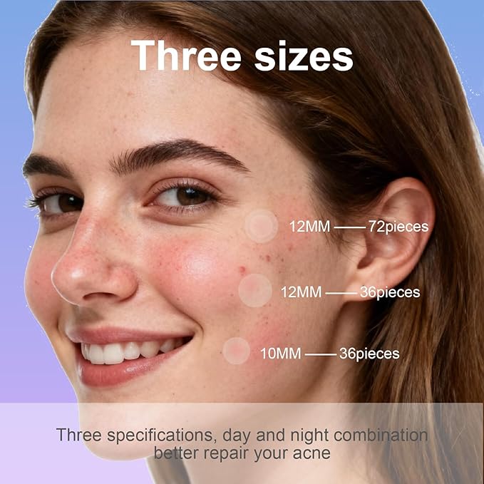 OmaDoto Day & Night Invisible Pimple Patches - (10mm & 12mm | 144 Count | 12 Sheets) - 2-in-1 Hydrocolloid Blemish Cover with Salicylic Acid, Absorbent & Protective Zit Stickers for Face