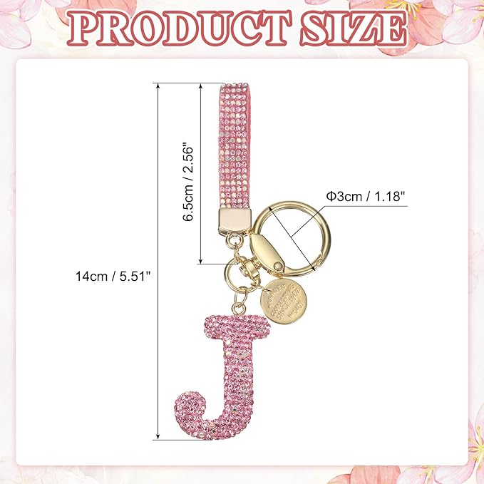 PATIKIL Initial Letter Keychain, Cute Sparkly Rhinestone Key Chain Alphabet Charm for Car Keys Handbags Purse