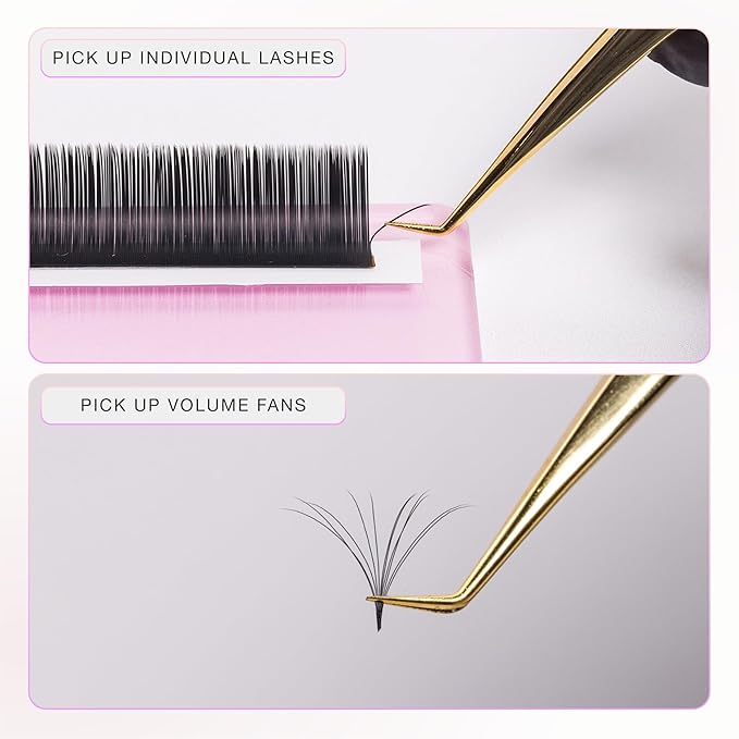 Curacoro Lash Tweezer - Professional & Precision Fiber Tip Grip Lash Tweezers for Eyelash Extensions, Multi Shapes & Purposes Tweezers for Volume, Isolation & Classic Lashes (Galaxy, All The Fluff)