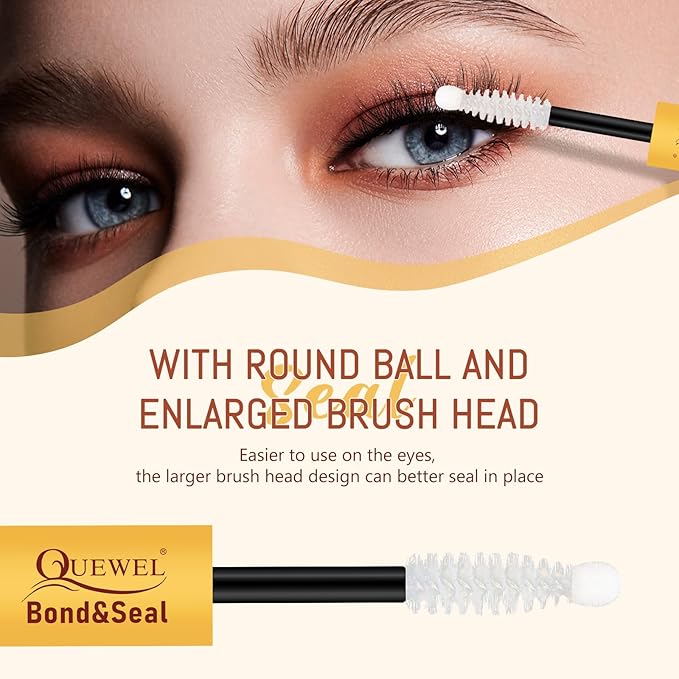 QUEWEL Lash Bond and Seal, 2 in 1 Lash Cluster Glue 10ML Eyelash Glue Waterproof Lash Bond and Seal Strong Hold for DIY Lash Extensions at Home