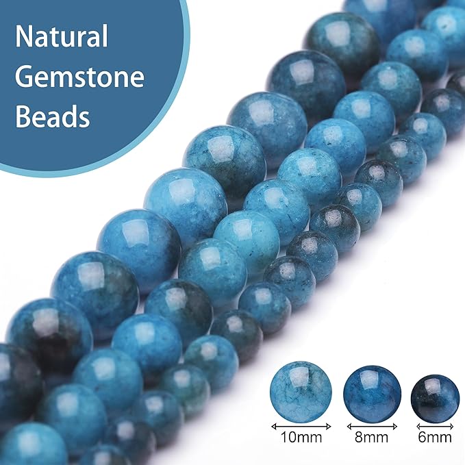 6mm Natural Stone Beads for Jewelry Making,Apatite Polished Smooth Round Gemstone Beads for Bracelet Necklace 15 Inch