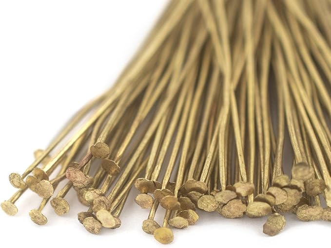 The Bead Chest Brass 21 Gauge 2.5 Inch Head Pins (Approx 100 Pieces)