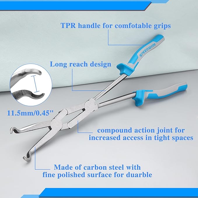 SPEEDWOX 13-Inch Long Reach XL Pivot Ring Nose Pliers - Automotive Hose Remover with Twin Grip