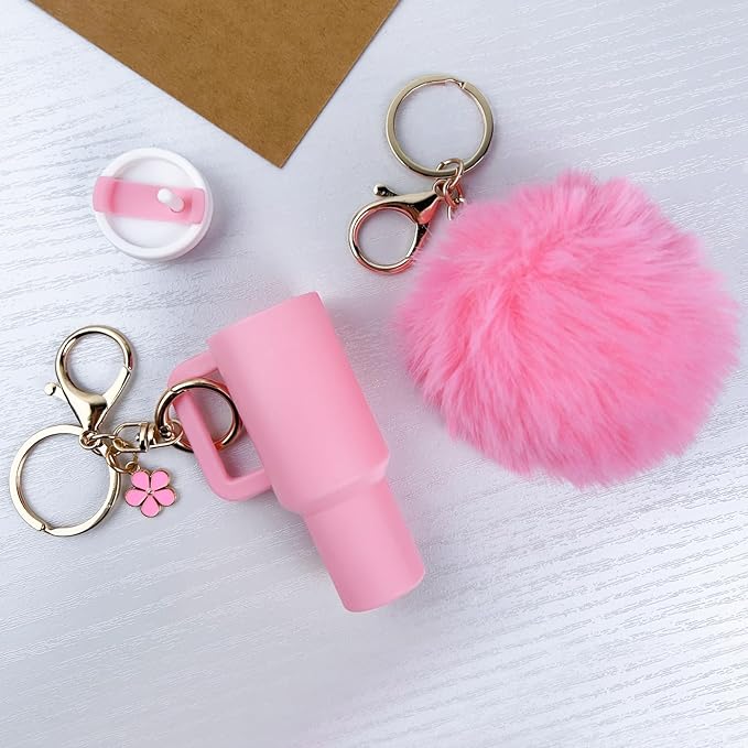 Mini Tumbler Keychain Chapstick Holder, Key Chains Women Cute, Purse Charms for Handbag Backpack Bag