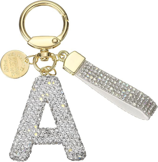 PATIKIL Initial Letter Keychain, Cute Sparkly Rhinestone Key Chain Alphabet Charm for Car Keys Handbags Purse