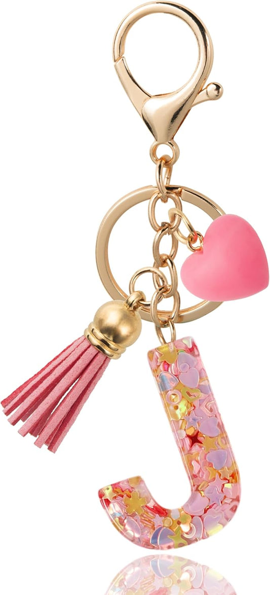 Alphabet Initial Letter Keychain Cute Heart Resin - Letter Keychain for Backpack Charms - Initial Keychains for Women