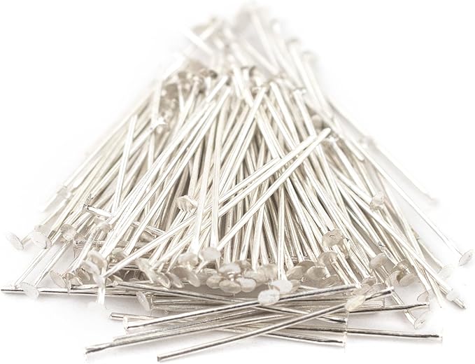 The Bead Chest Silver 21 Gauge 1 Inch Head Pins (Approx 100 Pieces)