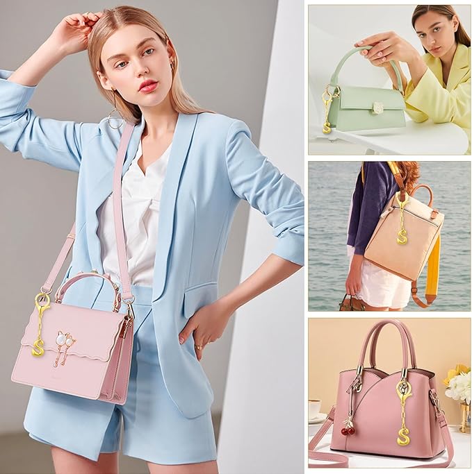 VICKHU Gold Plated Bubble Initial Letter Cute Keychain for Women Car Key Purse Decorative Keyring Handbag Charms Fashion