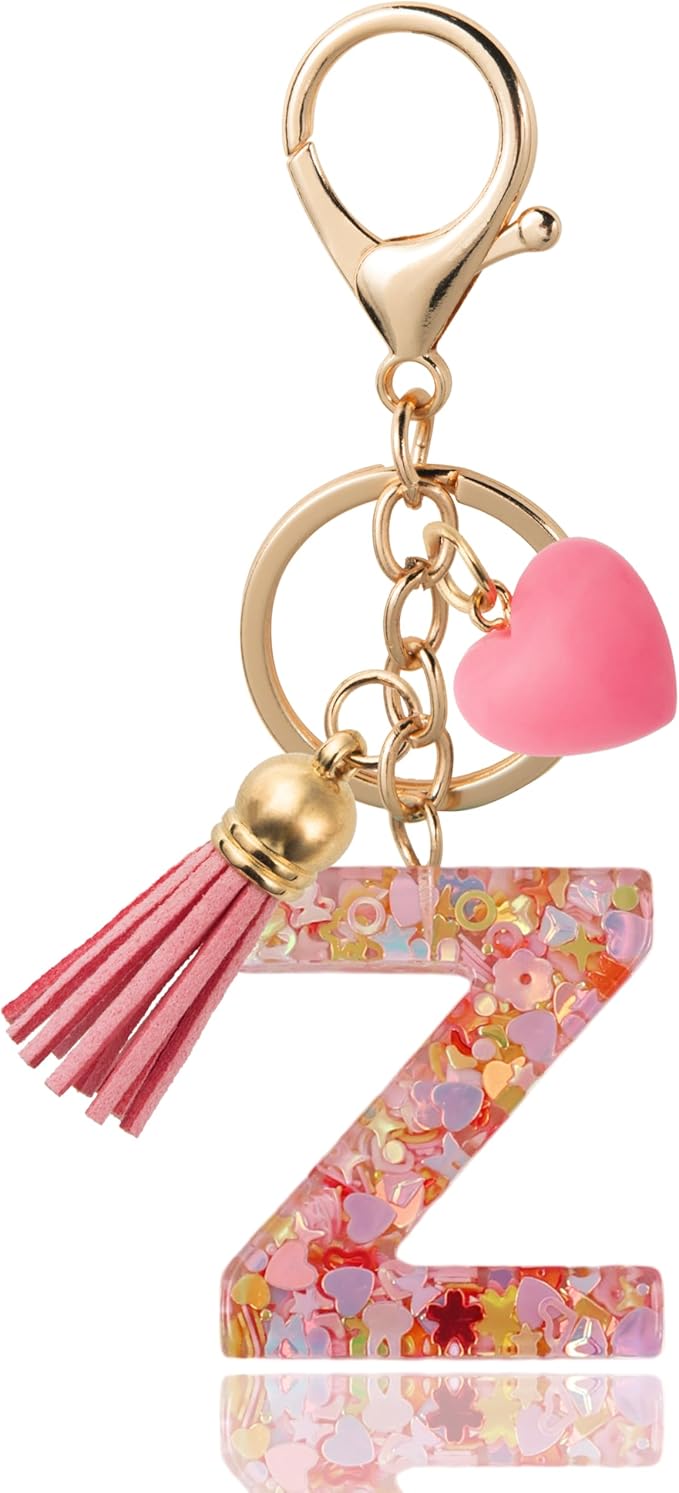 Alphabet Initial Letter Keychain Cute Heart Resin - Letter Keychain for Backpack Charms - Initial Keychains for Women