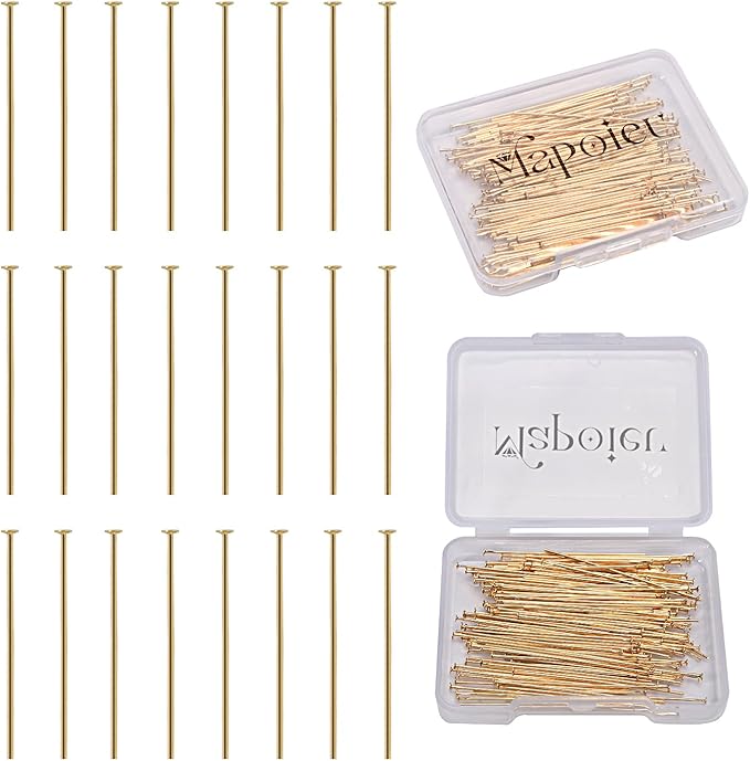 200pcs 30mm 14K Gold Filled Flat Head Pins DIY Crafts Beads Charms Earring Bracelet Jewelry Making Accessories Supplies
