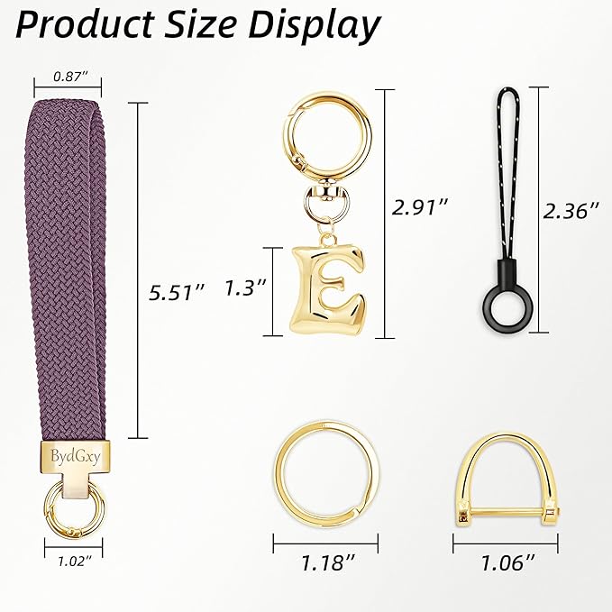 Stretchy Wristlet Initial Keychain, Key Chains Women Cute with Keyring, Llaveros para Mujer, Car Key Accessories