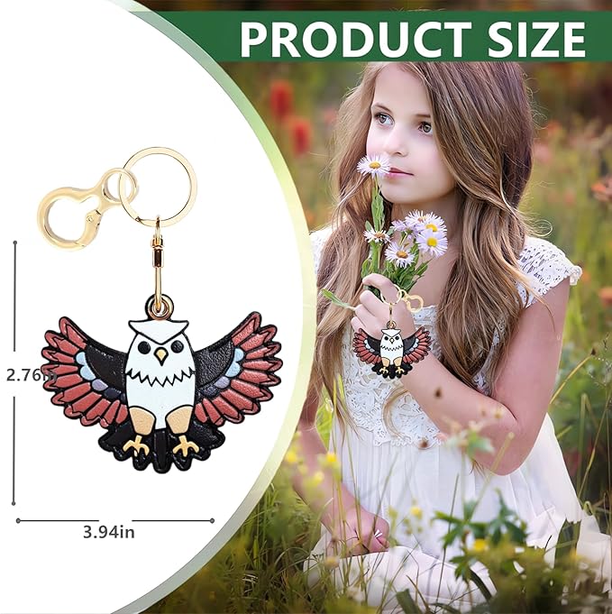 Leather Keychain Holder Case Compatible with AirTag,Cute Protective Cover with Keyring,Anti-Scratch Finder GPS Tracker Case for Wallet Keys,Bag,Pets(Owl Red)