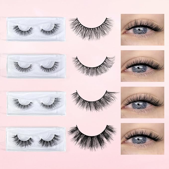 MAGEFY 20 Pairs False Eyelashes,4 Styles Faux Mink Eyelashes 7mm-16mm Lashes Natural Look to Dramatic False Eyelashes with Portable Boxes,Style-2