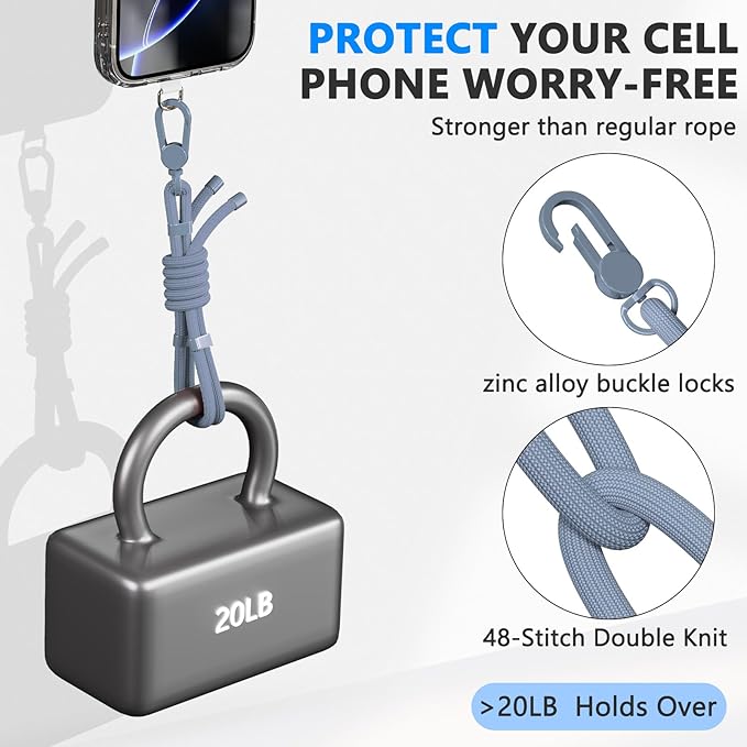 4 Pack Phone Lanyard & Wrist Strap, Cell Phone Lanyard for Around The Neck Adjustable Phone Strap for Most Smartphones
