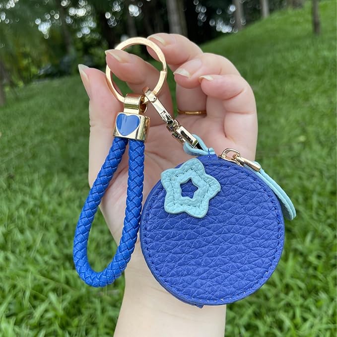 Cute Blueberry Leather Coin Purse Charm with Zipper – Y2K Keychain for Bags, Backpacks, and Purses | Preppy and Kawaii Accessories for Women | Stylish & Functional Blueberry Fruit Charm