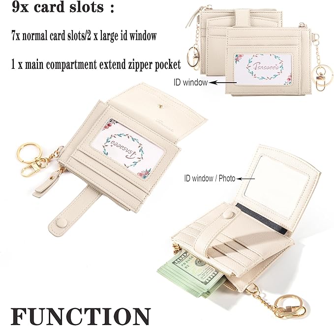 Keychain Wallet Wristlet Small Credit Card Holder Bracelet Key Chain Purse Bangle Tassel Beads Key Rings for Women
