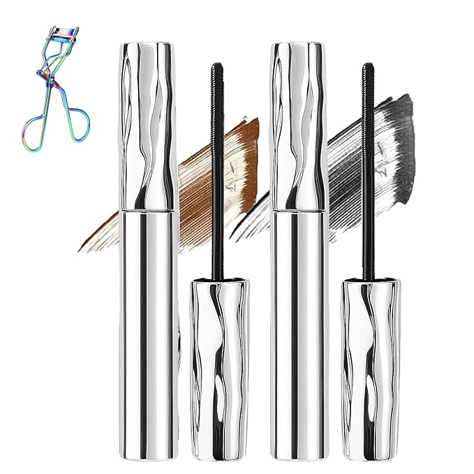 Zkyo Steel Tube Eyelash Prime𝐫, Eyelash Primer,Tubular Eyelash Primer,WaterproofLong Curling Mascara,Natural And Non-Smudged, Hydrofix Fiber Mascara (Black+Brown)