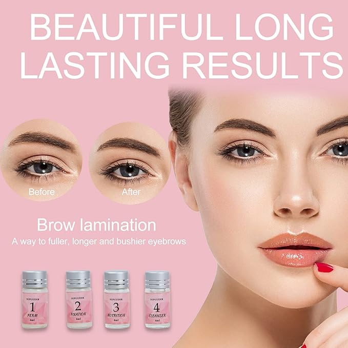 4 in1 Lash Lift and Brow Lamination Kit with Long-Lasting Black Color for 6-8 Weeks,Eyelash & Eyebrow Perm DIY Professional Kit,Easy to Use at Home & Salon