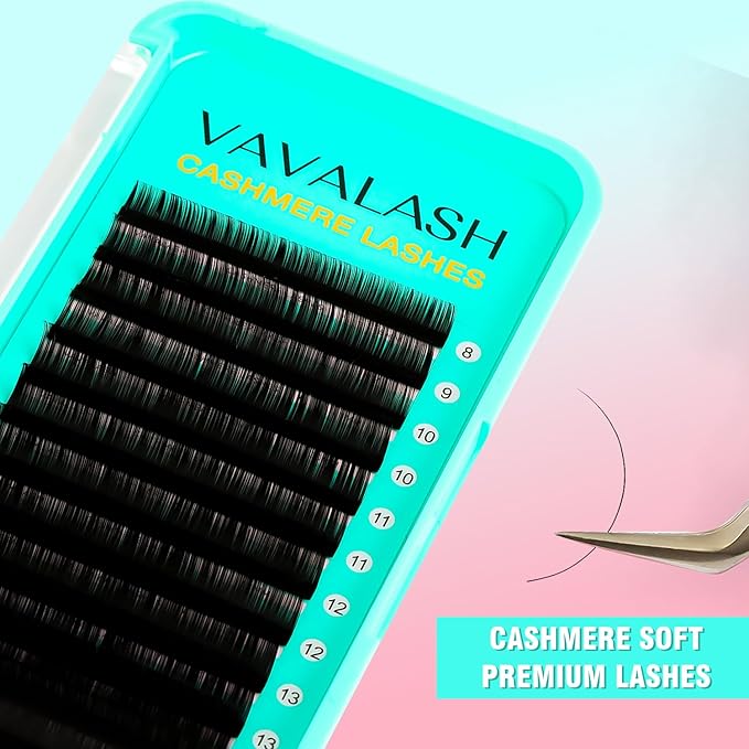 VAVALASH Cashmere Lashes 0.03/0.05/0.07/0.15 Premium Lashes Volume Eyelash Extensions 8-20MM Individual Lashes, Soft Super Matte Black Professional Lashes Extension Tray Supplies (0.15-C-15MM)