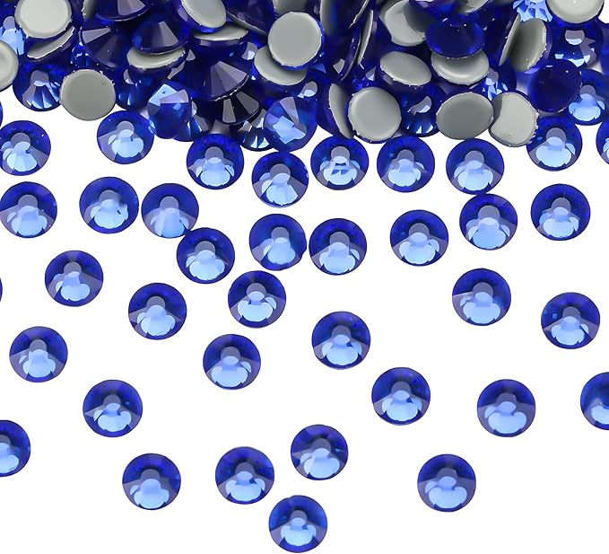 Jollin Hot Fix Crystal Flatback Rhinestones Glass Diamantes Gems 4.0mm(16ss 576pcs, Sapphire)