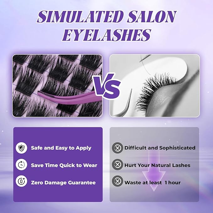 B&Q Manga Lash Clusters Kit with Spikes 10-18mm Mixed Fluffy Eyelash Clusters 120pcs Easily Achieve Salon-quality Volume Lash Extension Results Perfect for Beginners to DIY at Home(KIT-SalonSpike 02)