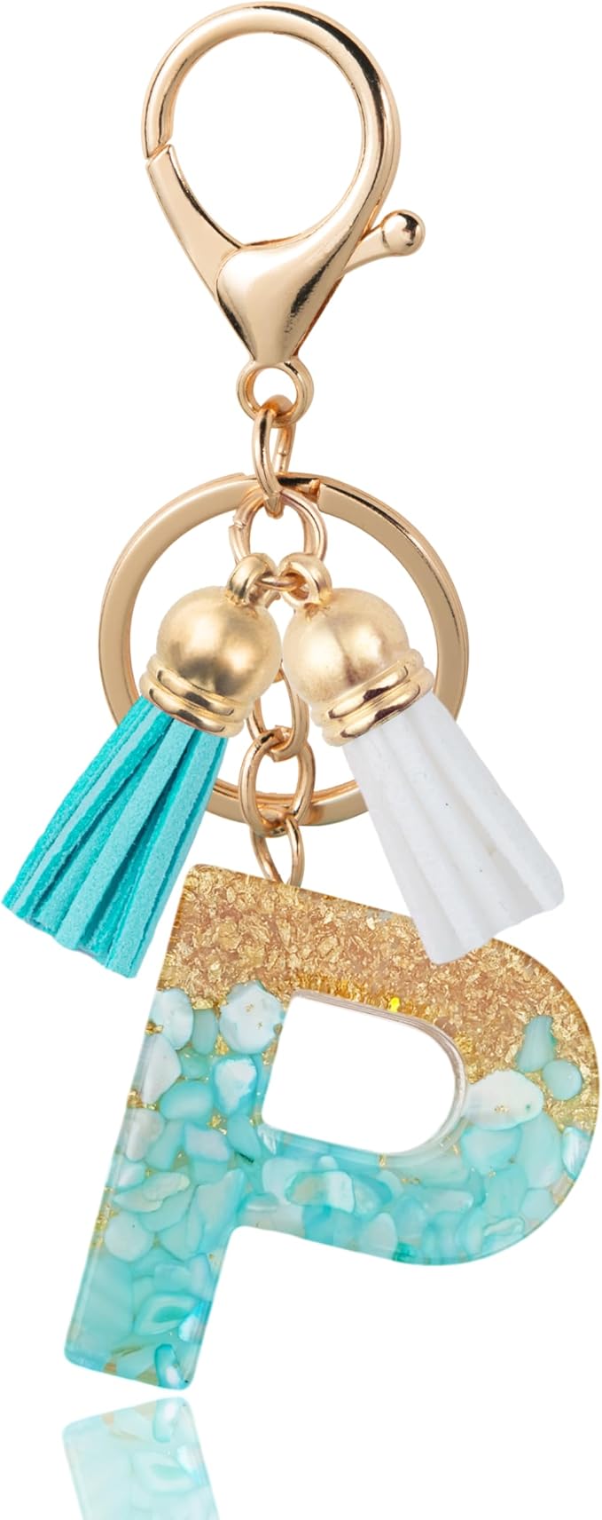 Initial Letter Keychain Cute Resin with 2 PU Tassel, Letter Keychain for Backpack Charms, Initial Keychains for Women