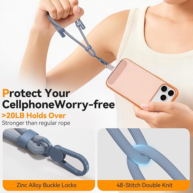 Phone Wrist Strap with 2 Phone Tether Tab, 2 Pack Adjustable Anti-Theft Cell Phone Lanyard for Travel & Outdoors