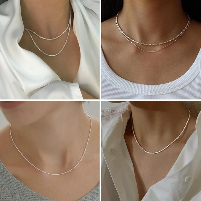 33 Feet Stainless Steel Sparkle Chains Roll, 2.5mm Width 304 Stainless Steel Dainty Twisted Singapore Chain Bulk Spool for Jewelry Making DIY Craft