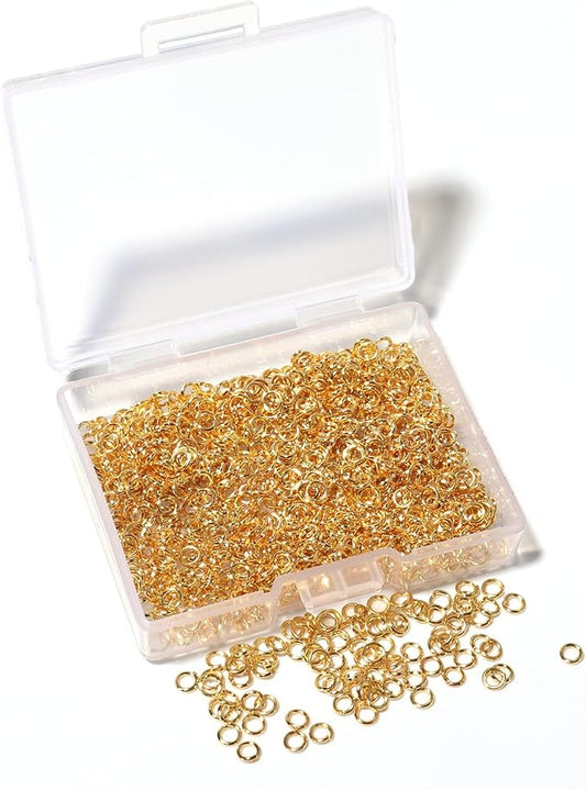 1000 Pcs 3mm Open Jump Rings Gold Plated Jump Rings for Jewelry Making Iron Made Single Ring Bulk for DIY Craft Earring Necklace Bracelet Pendant Choker Jewelry Making Findings