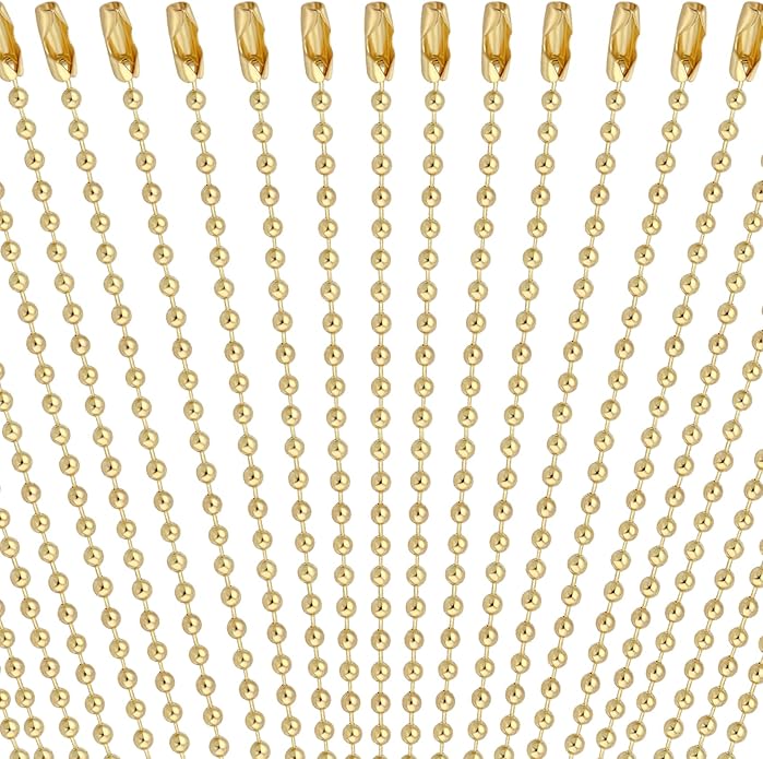 Forise 100Pcs Ball Beads Chain Bulk, Keychain Rings Metal Chain,4.72 Inch Dog Tag Metal Small Chain with Connectors for Hanging Decoration