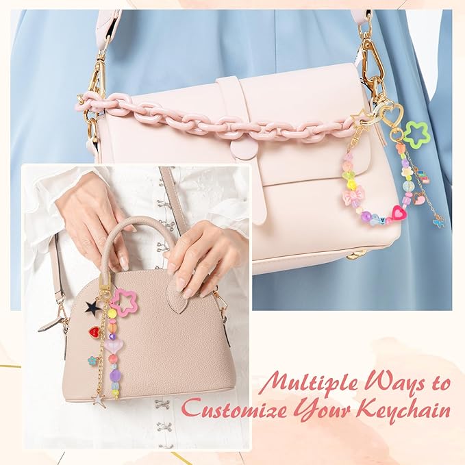 Ecoofor Keychain Making Kit 354 Pcs — Bag Charm Kit with 136 Charms, 25 Extender Chains, 20 Keychain Clips, Beading Accessories ＆ Jewelry Pliers — DIY Crafting and Jewelry Making for Adults