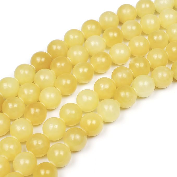 MJDCB Natural Yellow Marble Jade Round Stone Beads for Jewelry Making DIY Bracelet Necklace (6mm)