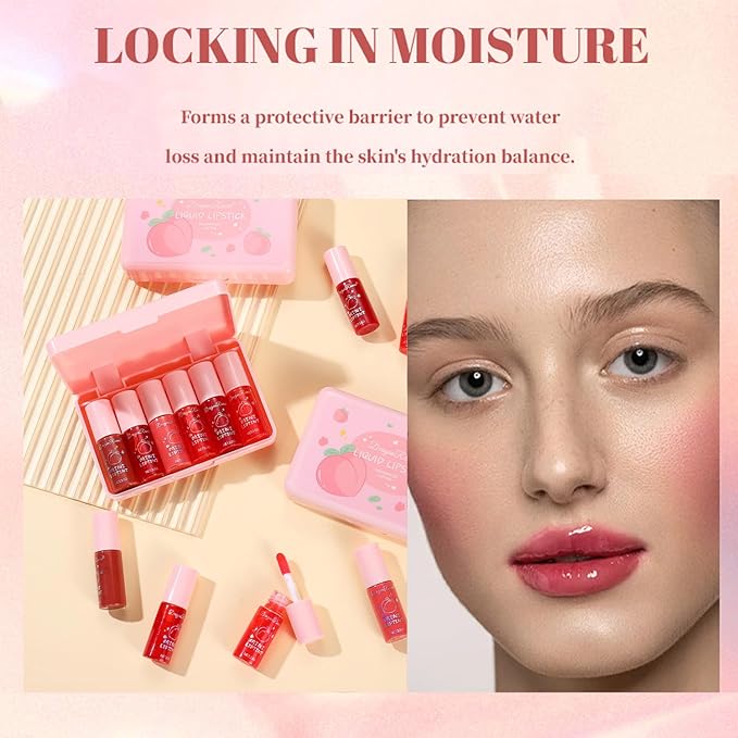 Miniling 6 Colors Liquid Tint Stain,Korean Lip Gloss Moisturizing Natural,Multi-Use Lip and Cheek Tint Stain,Long-Lasting & Non-Stick Cup,Cute Stuff,Vivid Color