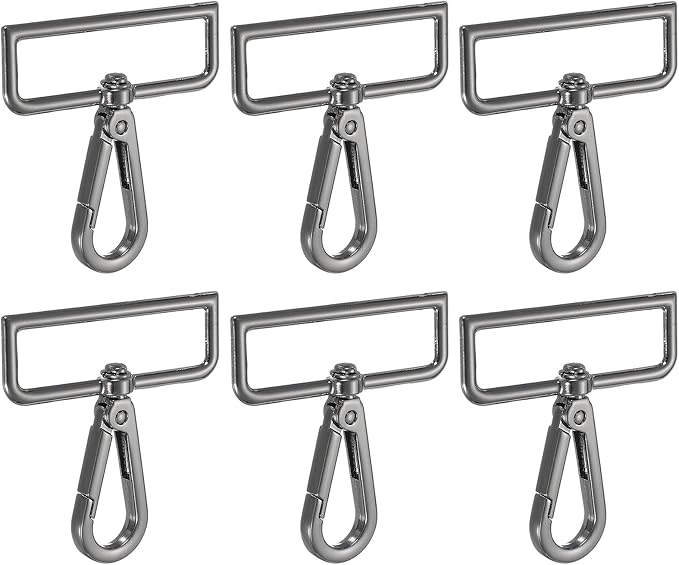 Swivel Snap Hooks, Metal D Ring Keychain Lanyard Clip Hook Lobster Clasp Claw Push Gate Clip - Fitting for(Purse Making - Sewing - DIY Crafts) 6 Pcs & 2" & Graphite Black
