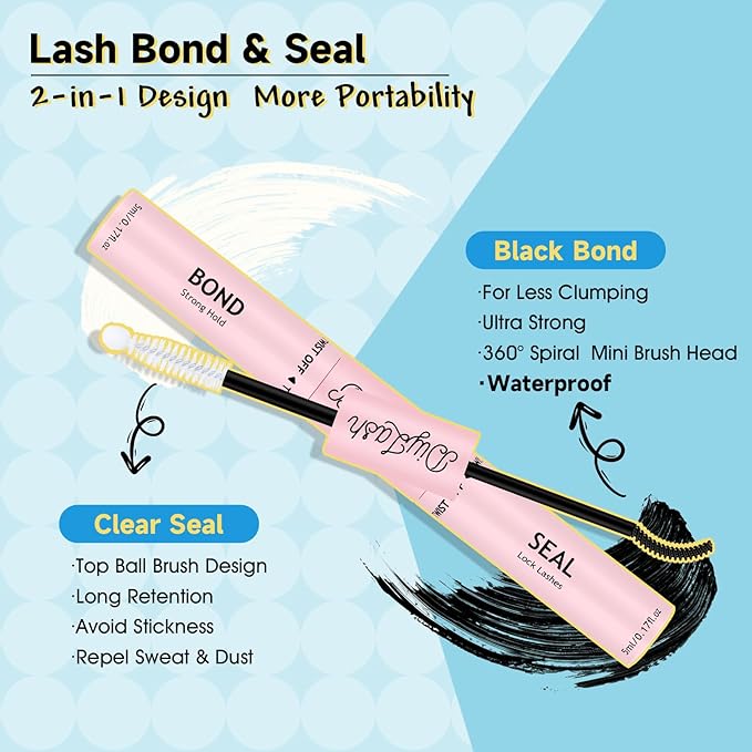 KevKev Lash Extension Kit Lash Clusters Kit 144Pcs 8-16mix Length Ultra Soft Eyelash Extension Kit Lash Bond and Seal Lash Glue Lash Remover for DIY Eyelash Extensions(Wetland, D-8-16mix)