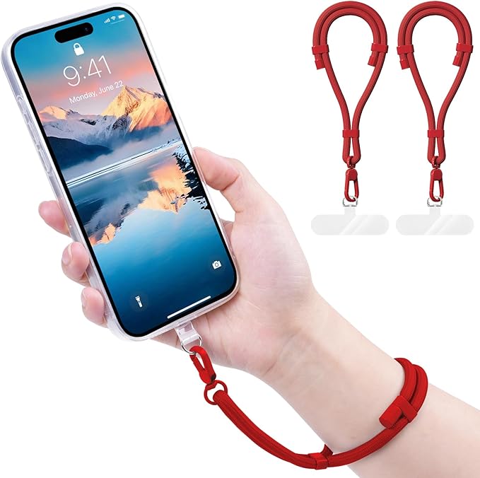 Phone Wrist Strap with 2 Phone Tether Tab, 2 Pack Adjustable Anti-Theft Cell Phone Lanyard for Travel & Outdoors