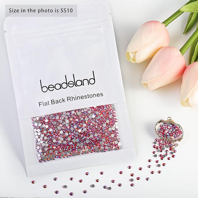 Beadsland 1440 Pieces Flat Back Crystal Rhinestones Round Gems,Hyacinth AB,SS10,2.7-2.9mm