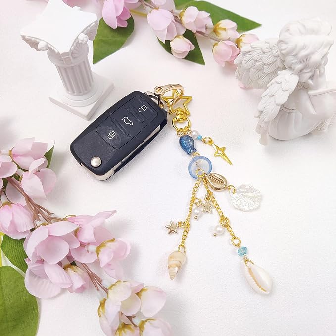Y2K Aesthetic Keychains for Women Cute Flowers Star Cake Jellyfish Keychins Charms Kawaii Bag Purse Decor