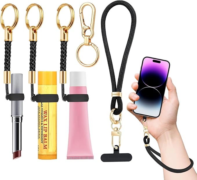 Phone Lanyard for Cellphone Case, Phone Wrist Strap for Case, With Lip Balm Holder Keychain Cap