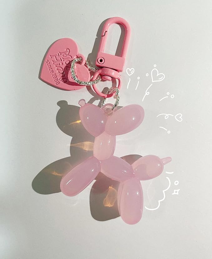 LAEKOU Jelly Balloon Dog Design Keychain for Women, Cute Girls Key Chain, Bag Charms Accessories for Car Purse Backpack